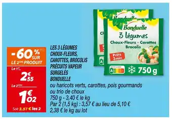 Netto BONDUELLE LES 3 LÉGUMES CHOUX-FLEURS, CAROTTES, BROCOLIS PRÉCUITS VAPEUR SURGELÉS offre