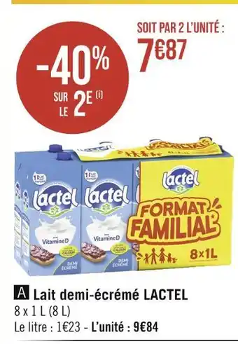Géant Casino LACTEL Lait demi-écrémé offre