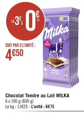Géant Casino MILKA Chocolat Tendre au Lait offre