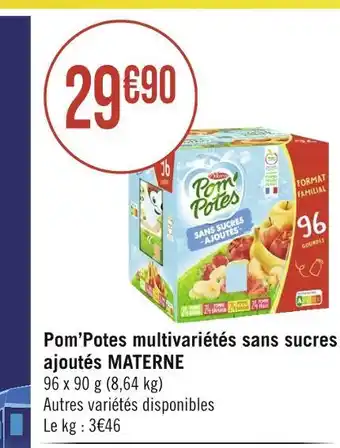 Géant Casino MATERNE Pom’Potes multivariétés sans sucres ajoutés offre
