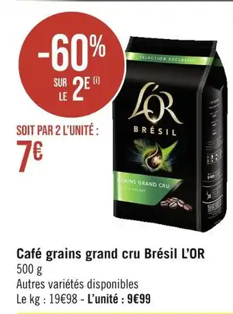 Géant Casino L’OR Café grains grand cru Brésil offre