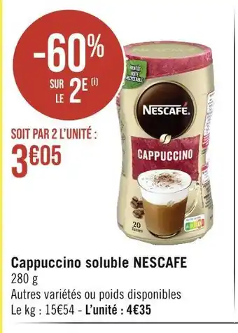 Géant Casino NESCAFE Cappuccino soluble offre