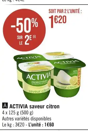 Géant Casino ACTIVIA ACTIVIA saveur citron offre