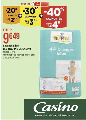 Géant Casino LES TILAPINS DE CASINO Changes bébé offre