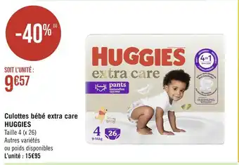 Géant Casino HUGGIES Culottes bébé extra care offre