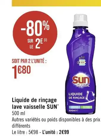 Géant Casino SUN Liquide de rinçage lave vaisselle offre