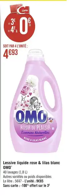Géant Casino OMO Lessive liquide rose & lilas blanc offre