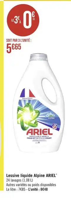 Géant Casino ARIEL Lessive liquide Alpine offre