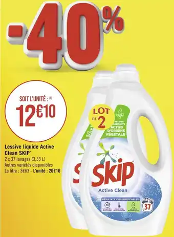 Géant Casino SKIP Lessive liquide Active Clean offre