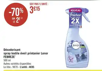 Géant Casino FEBREZE Désodorisant spray textile éveil printanier Lenor offre