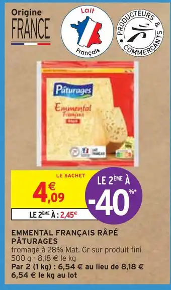 Intermarché PÂTURAGES EMMENTAL FRANÇAIS RÂPÉ offre