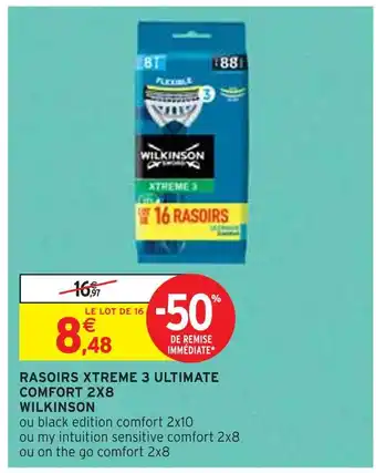 Intermarché WILKINSON RASOIRS XTREME 3 ULTIMATE COMFORT 2X8 offre