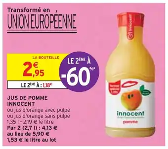 Intermarché INNOCENT JUS DE POMME INNOCENT offre