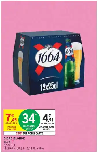 Intermarché 1664 BIÈRE BLONDE offre