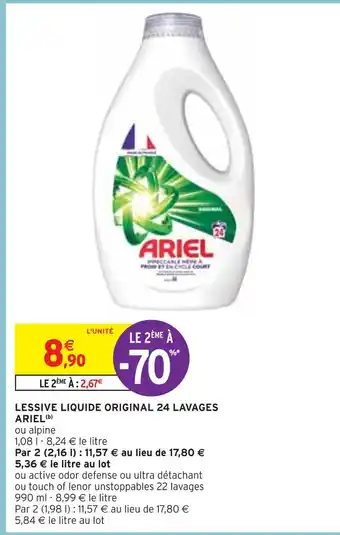 Intermarché ARIEL LESSIVE LIQUIDE ORIGINAL 24 LAVAGES(b) offre