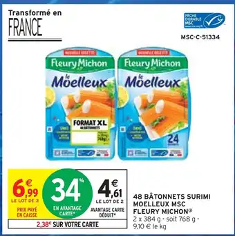 Intermarché FLEURY MICHON 48 BÂTONNETS SURIMI MOELLEUX MSC offre