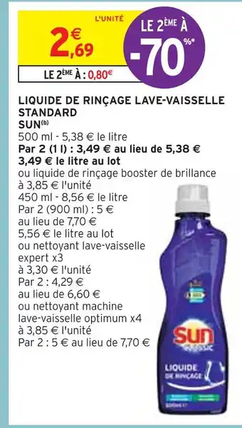 Intermarché SUN LIQUIDE DE RINÇAGE LAVE-VAISSELLE STANDARD (b) offre