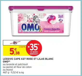 OMO LESSIVE CAPS X27 ROSE ET LILAS BLANC(b)