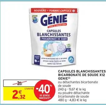 Intermarché GENIE CAPSULES BLANCHISSANTES BICARBONATE DE SOUDE X12 (b) offre