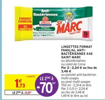 Intermarché SAINT MARC LINGETTES FORMAT FAMILIAL ANTI-BACTÉRIENNES X42 offre