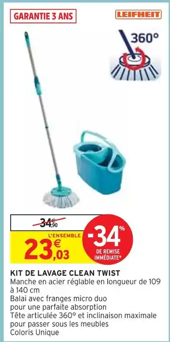 Intermarché TWIST KIT DE LAVAGE CLEAN TWIST offre
