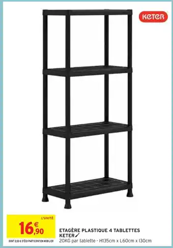 KETER ETAGÈRE PLASTIQUE 4 TABLETTES