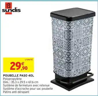 Intermarché sundis POUBELLE PASO 40L offre