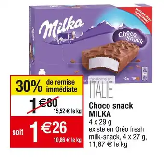 Cora x Carrefour MILKA Choco snack offre
