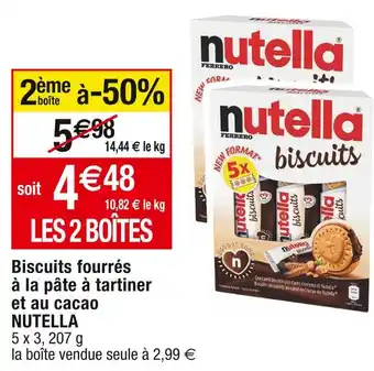 Cora x Carrefour NUTELLA Biscuits fourrés à la pâte à tartiner et au cacao offre