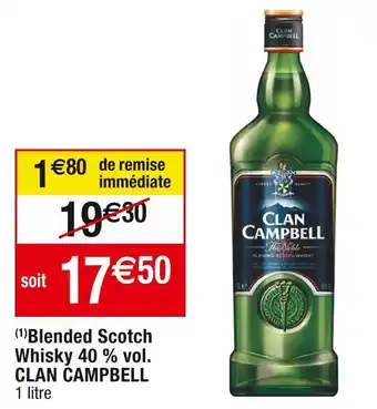 Cora x Carrefour CLAN CAMPBELL Blended Scotch Whisky 40 % vol offre