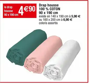 Cora x Carrefour Drap housse 100 % COTON 90 x 190 cm offre