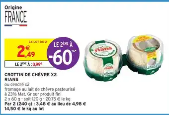 Intermarché RIANS CROTTIN DE CHÈVRE X2 offre