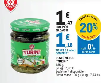 E.Leclerc PESTO VERDE "TURINI" offre