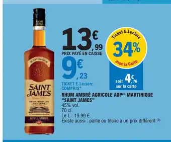 E.Leclerc RHUM AMBRÉ AGRICOLE AOP (3) MARTINIQUE offre