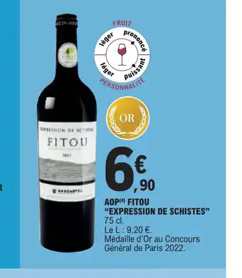 E.Leclerc AOP FITOU "EXPRESSION DE SCHISTES" 75 cl. offre