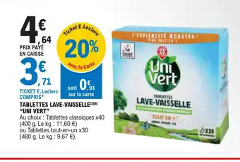 E.Leclerc TABLETTES LAVE-VAISSELLE UNI VERT offre