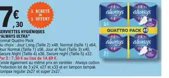 E.Leclerc SERVIETTES HYGIÉNIQUES ALWAYS ULTRA" offre