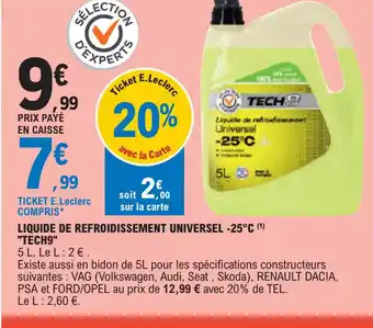E.Leclerc LIQUIDE DE REFROIDISSEMENT UNIVERSEL -25°C offre