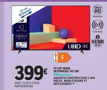 E.Leclerc TV LED 58A6K 58"(POUCES) 147 CM offre