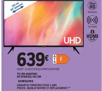 E.Leclerc TV LED 65AU7025 offre
