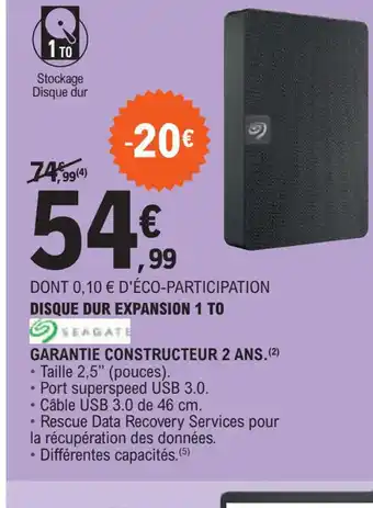 E.Leclerc DISQUE DUR EXPANSION 1 TO offre