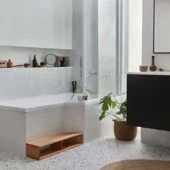 Bricorama Pack baignoire bain douche antidérapante 160 x 90 JACOB DELAFON Neo blanc mat - v.droite + pare bain chromé offre