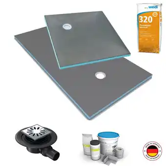 Bricorama Receveur à carreler 160 x 100 cm Wedi Fundo Primo, écoulement excentré + bonde horizontale + kit d'étanchéité et colle 320 offre