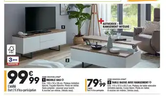 ALDI Home Creation Living Meuble Bas Ou Table Basse Avec Rangement offre