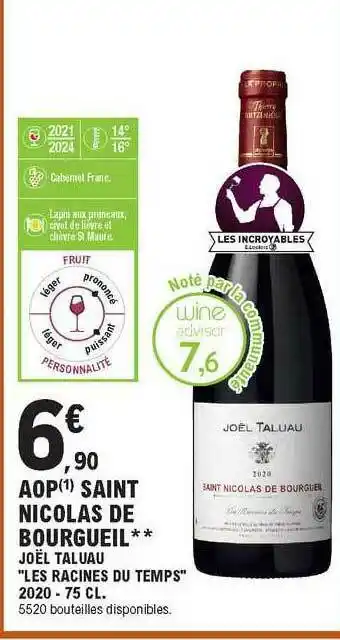 E.Leclerc Aop Saint Nicolas De Bourgueil Joël Taluau offre