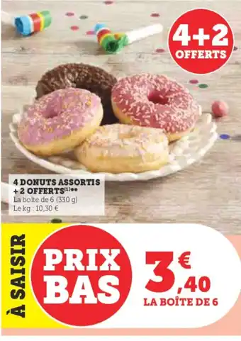 Hyper U 4 DONUTS ASSORTIS offre