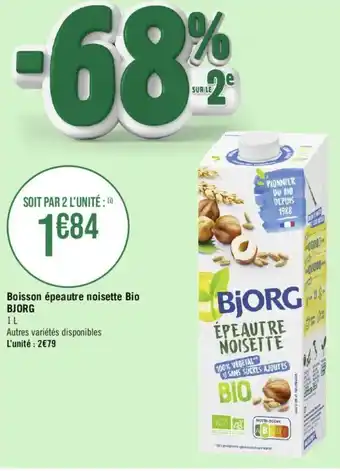 Géant Casino Boisson épeautre noisette Bio BJORG offre
