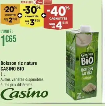 Géant Casino Boisson riz nature CASINO BIO offre
