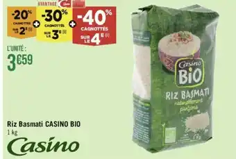Géant Casino Riz Basmati CASINO BIO 1 kg offre