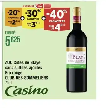 Géant Casino AOC Côtes de Blaye sans sulfites ajoutés offre